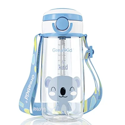 Imagen de Bunnytoo Botella Agua Deporte 500ml Niños,Sin BPA &amp; Prueba de Fugas,Reutilizable plastico tritan, para Deporte, Gimnasio, Running, Niños, Bicicleta azul