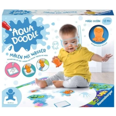 Imagen de Ravensburger 4568 Aquadoodle Ocean Descubrimiento sin Manchas con Agua Juego de Sellos Alfombrilla Tela mágica para bebés a Partir 9 Meses, Talla única, 48 x 0.2 cm (04568)