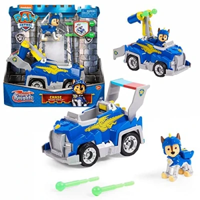 Imagen de Paw Patrol Selección de vehículos Rescue Knights Deluxe coches con figuras juego, figura: Chase