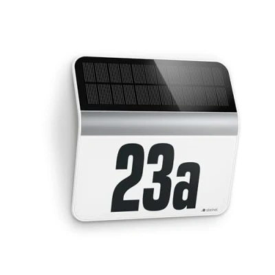 Imagen de Steinel XSolar LH N 007140 Lámpara Solar LED con Número de Casa y Interruptor Crepuscular, color acero