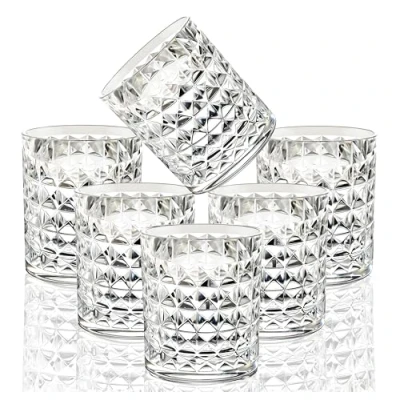 Imagen de [Parece vidrio] Juego de 6 vasos plástico Tritan irrompibles 8 onzas, aptos para lavavajillas, sin BPA, inastillables, transparentes acrílico niños