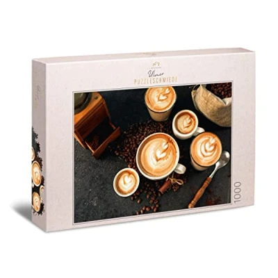 Imagen de Ulmer Puzzleschmiede Puzzle café clásico de 1000 Piezas Diseño Variado con Tazas Espresso, Granos y Accesorios Fabricado en Alemania