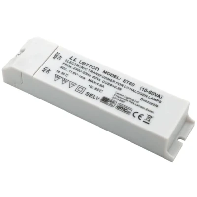 Imagen de Prolite ET60 Transformador electrónico 10 60 Va 12 V con cable regulable MR16, MR11, G4.
