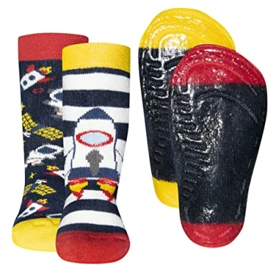 Imagen de Ewers 2 pares de calcetines SoftStep, con suela antideslizante para niños, antideslizantes goma, talla 25 26