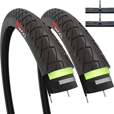Imagen de Fincci Set 2X Cubiertas Bicicleta 26 x 1.95 Pulgadas Gomme Antipinchazos 3mm MTB 50 559 y Cámara de Aire Presta Válvula Interior para con Neumaticos Carretera Montaña Hibrida Bici
