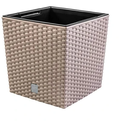 Imagen de Maceta Rato 4 litros con cubilete para plantar en color mocca 17 x cm.