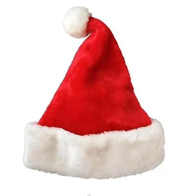 Imagen de Gorro Navideno de Papa Noel Sombrero Santa Rojo Navideño Suave Tela Terciopelo Unisex Navidad