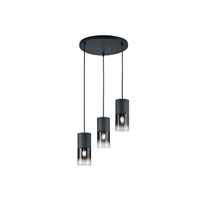 Imagen de Trio Leuchten Robin 310630332 Lámpara de techo (metal negro mate, cristal ahumado, 3 bombillas E27)