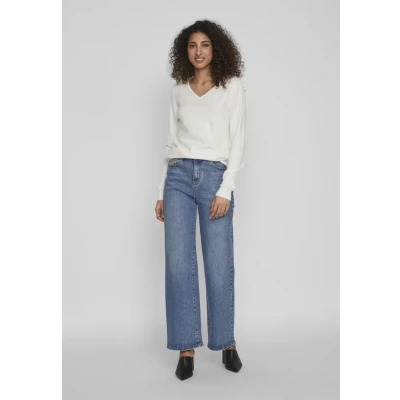 Imagen de VILA Viril Vneck NOOS Jersey de punto, Mujer, Talla: Medium, White