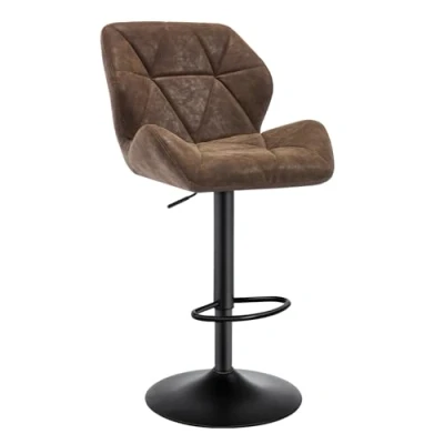 Imagen de WOLTU 1X Taburete de Bar con Respaldo Sillas Regulables en Altura, Asiento Acolchado PU Giratorias Muebles Cocina Silla Comedor Marron Oscuro BH287dbr 1