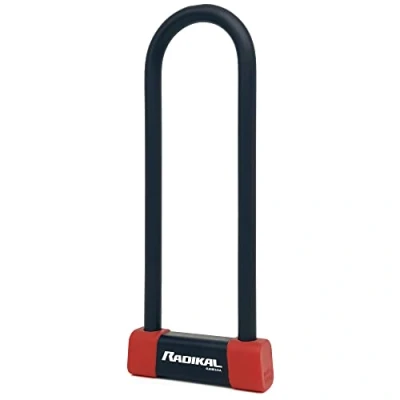 Imagen de RADIKAL RK300R Candado Moto U Premium Homologado SRA, 85x300mm Más Opciones Bloqueo, Arco ø18mm Acero Cementado Revestido de Doble Cierre, Cerradura Antirrobo Lock Motocicleta Scooter Bici Eléctrica