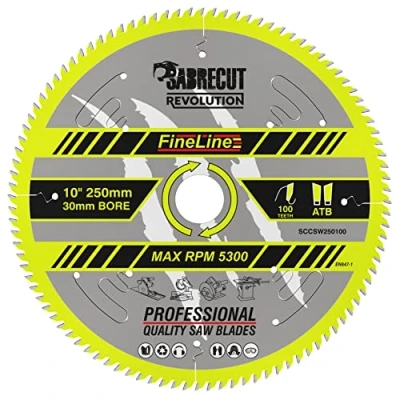 Imagen de 1 x SCCSW250100 SabreCut 250mm 100T 30mm Agujero Fineline Thin Kerf Madera Contrachapada MDF Contrachapado Corte Cruz y Rip Circular Hoja de Sierra