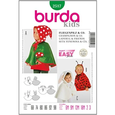 Imagen de Patrón Burda 2517 Carnaval Capa de Conejo, Escarabajo, Seta