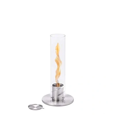 Imagen de höfats Spin 90 Plata Chimenea de Mesa para Interior y Exterior Fuego Mesa, Linterna, antorcha jardín bioetanol Acero Inoxidable