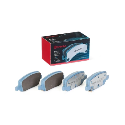 Imagen de BREMBO P 09 027E Juego de pastillas freno con avisador acústico desgaste Chapa antichirridos sin accesorios TESLA: Model 3