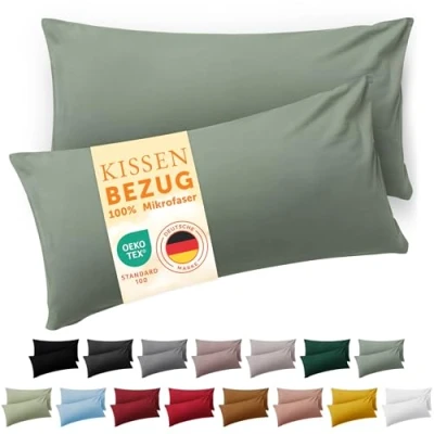 Imagen de Blumtal Fundas de Almohada 40x60 cm (Juego 2) cojín Microfibra para sofá con Cremallera, Extra Suaves y Lavables, Certificado Oeko Tex Verde