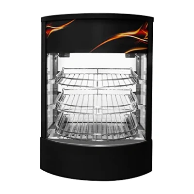 Imagen de KuKoo Vitrina Expositora Caliente Pizzas Calienta Comida Eléctrica 30 85C con 3 Estantes Luz Interna Termostato Ajustable + Pinzas Gratis Calentador Buffet Alimentos para Gastronomía 2 Años Garantía
