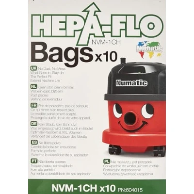 Imagen de Numatic 604015 bolsa de aspiradora nvm 1CH bolsas polvo para neumatic pack 10 uds (modelo 180/250)