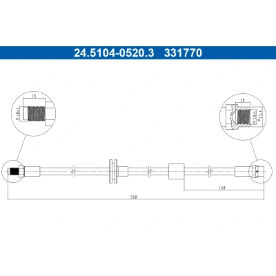 Imagen de ATE 24.5104 0520.3 Latiguillos de Freno 550mm M10x1mm
