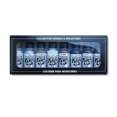 Imagen de Outletdel ocio Vallejo 71176. Set Pintura acrilica Especial aerografo. Model Air con 8 Colores metalicos de 17ml Cada uno
