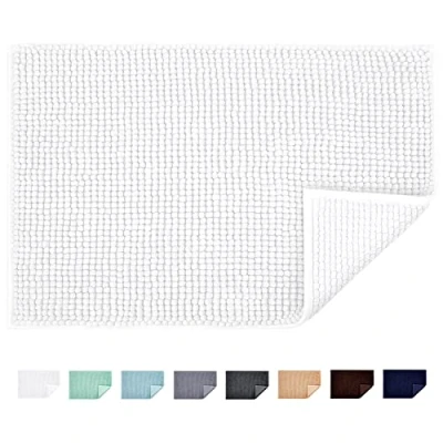 Imagen de JARITTO Alfombra de Baño Antideslizante Alfombrilla Absorbente Tapete del Piso Microfibra Chenilla Lavable a Máquina Suave para Salida la Ducha Inodoro Cocina 50 x 80 cm (Blanco)