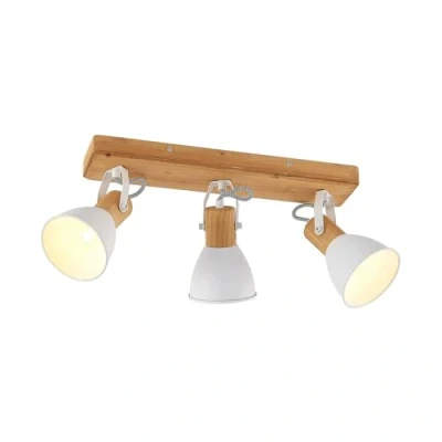 Imagen de foco &#039;Merela&#039; en Marrón hecho de Madera e.o. para Salón &amp; Comedor (3 llamas, E14) Lindby empotrado, lámpara techo, pared
