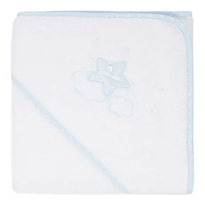 Imagen de Duffi Baby Capa de Baño Bebe con Capucha. Toalla Infantil 80 x cm. Recien Nacido 100% Algodon. Super Suave Absorbente. Niños y niñas. Estrella. Color Azul. 1195 12