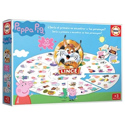 Imagen de Educa Lince Peppa Pig 70 imágenes, Juego de Mesa Infantil, Mejora los Reflejos y Agudeza Visual Niños Niñas. Tablero para Toda la Familia, Recomendado a Partir 3 años (18509)