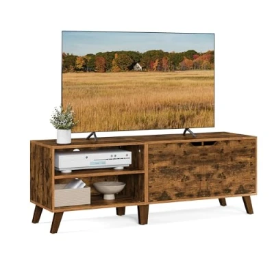 Imagen de VASAGLE Mueble de TV 2 Puertas, Soporte con Estantes Ajustables, Largo 140 cm, para Televisores 60 Pulgadas, Salón, Comedor, Dormitorio, Marrón Rústico LTV027X01