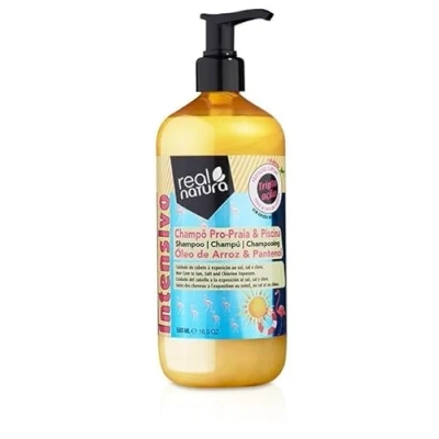 Imagen de Real Natura Champú Sin sal Pro Mar y Piscina Protege del cloro marina Nutrición profunda Ideal para nadadores Brillo suavidad Aroma fresco 500 ml