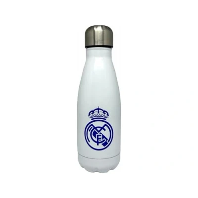 Imagen de Real Madrid CyP Brands Botella de agua acero, Bidón, Cantimplora, Cierre Hermético, 550 ml, Color blanco, Producto Oficial