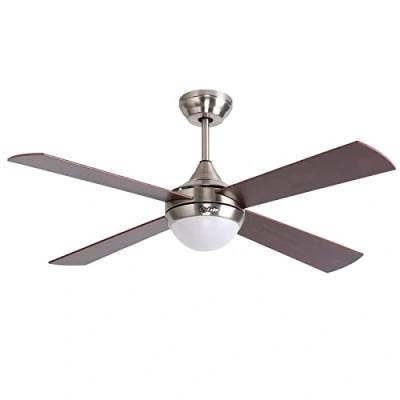 Imagen de Ovlaim Ventilador de Techo 122cm Marrón con Luz y Mando a Distancia 6 Velocidades, LED Regulable, Motor DC Reversible Silencioso, 4 Palas Madera para Dormitorio, Comedor