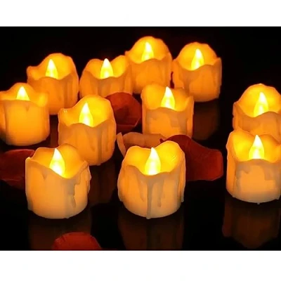 Imagen de Velas LED Parpadeo Sin Llama 12 Eléctrica a Batería para Decoracion Fiesta Boda, Navidad y Hogar Luz Cálida