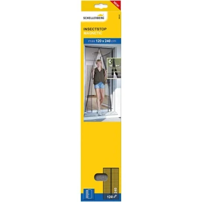 Imagen de Schellenberg 50643 Mosquitera magnética Cortina para Puertas, fijación Flexible, Antracita, 120 x 240 cm