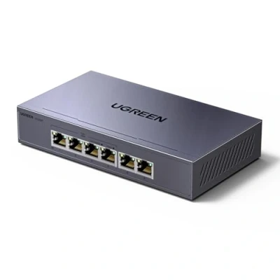 Imagen de UGREEN 6 Puertos Gigabit PoE Switch con 4 PoE+ Protocolos IEEE 802.3AT / AF y PD, Protección 6KV, VLAN, Plug Play, Largo Alcance hasta 250M, 30W para Cada Puerto