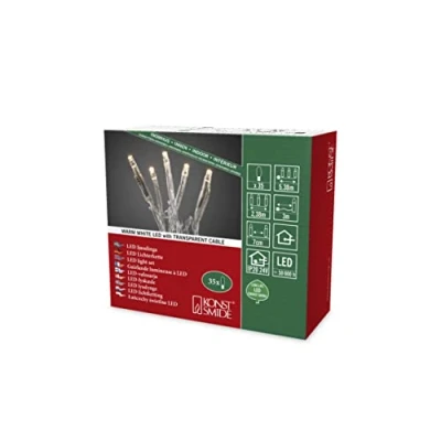 Imagen de Konstsmide 6352 123 Micro guirnalda luminosa LED para interior (IP20)/VDE/24 V transformador interior/35 diodos de luz blanca cálida, cable transparente)