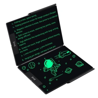Imagen de EMEBAY Tableta de escritura con pantalla plegable LCD 14,3&quot;, bloc notas digital ultra delgado para niños y adultos, borrable tableta, redacción, dibujo, deja un mensaje