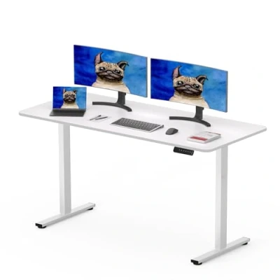 Imagen de SANODESK Escritorio Elevable Eléctrico 120 x 60 cm con Tablero Entero de Altura Ajustable 4 preajustes Memoria Panel Inteligente (Blanco)