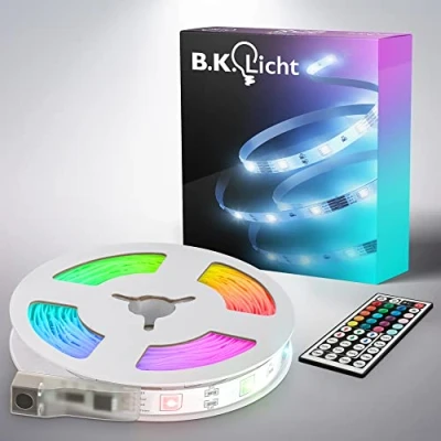 Imagen de B.K.Licht I Tira LED USB 5 m de luz LEDs RGB Tiras Cinta con cambio color Cadena colores mando a distancia autoadhesiva