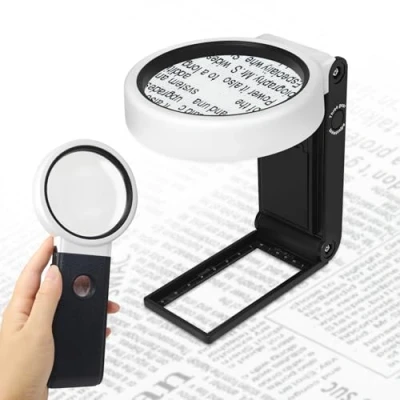 Imagen de Wantli Lupa con Luz, 6X 25X Lupas de Gran Aumento 6 Luces LED, Manos Libres, iluminación LED Vertical Mano para Leer Libros, Soldadura, Inspección, Monedas, Joyería, Exploración