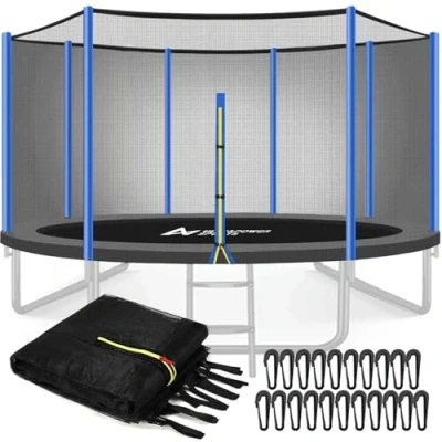Imagen de ULTRAPOWER SPORTS Red de Seguridad Trampolín 244 305 366 397cm Reemplazo la del Cama elástica para 6/8 Postes Rectos Manguito PVC Azul 10FT 8