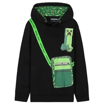 Imagen de Minecraft Sudaderas con Capucha para Niños, Sudadera Niño Gamer Suave y Cómoda, Tallas 7 14 Años Regalos (Negro/Verde, 11 12 años)