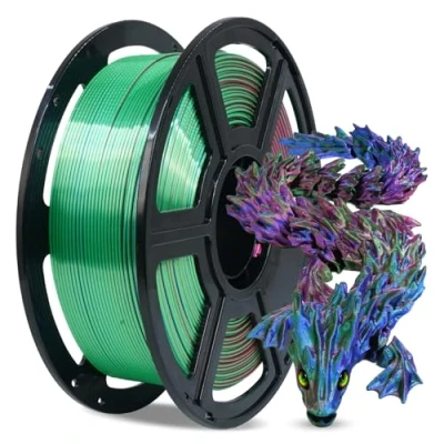 Imagen de FLASHFORGE filamento PLA de seda para impresora 3D, brillante, degradado rápido, 1,75 mm, bobina 1 kg, textura y brillo ultra alto, tres colores R&amp;B&amp;G