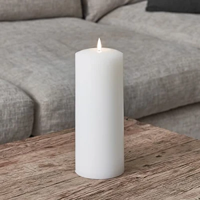 Imagen de Lights4fun Grande Vela TruGlow® en Cera Blanca de 25cm con LED Blanco Cálido a Pilas para Interiores