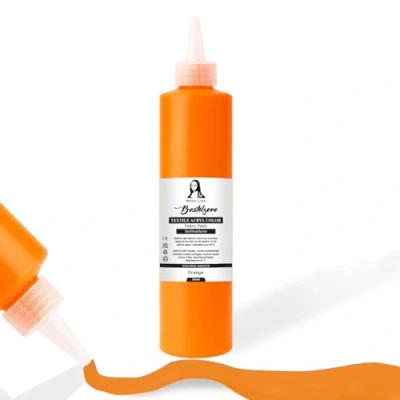 Imagen de Tinte para tela de 500 ml. Pintura textil resistente al lavado. color camiseta tejidos claros. Lavable a máquina, textil, (naranja)
