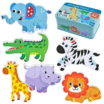 Imagen de BBLIKE Puzzle, Edades 3 y más, Puzzle de 6 imágenes Animales, 3, 4 5 (Animales)
