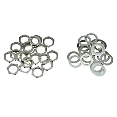 Imagen de KAISH 20 tuercas métricas de entrada y salida guitarra arandelas para guitarras importadas, níquel