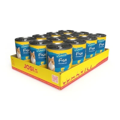 Imagen de JosiCat Fish in Sauce, 12 x 415 g, Adult, Comida húmeda Premium para Gatos Adultos, abadejo en Salsa, Vitamina D3 y E, Powered by Josera, húmeda, pienso Completo