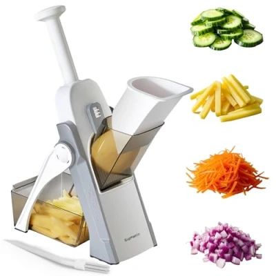 Imagen de ONCE FOR ALL&#039;s Cortador de Verdura seguro, Multifuncional Mandolina cocina Manual, Cuchillas acero construidas, Artefacto picar Para patata, el Chef y Hogar