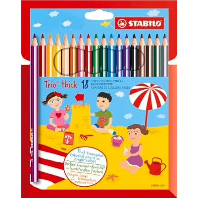 Imagen de Lápiz de color triangular grueso STABILO Trio thick Estuche con 18 colores